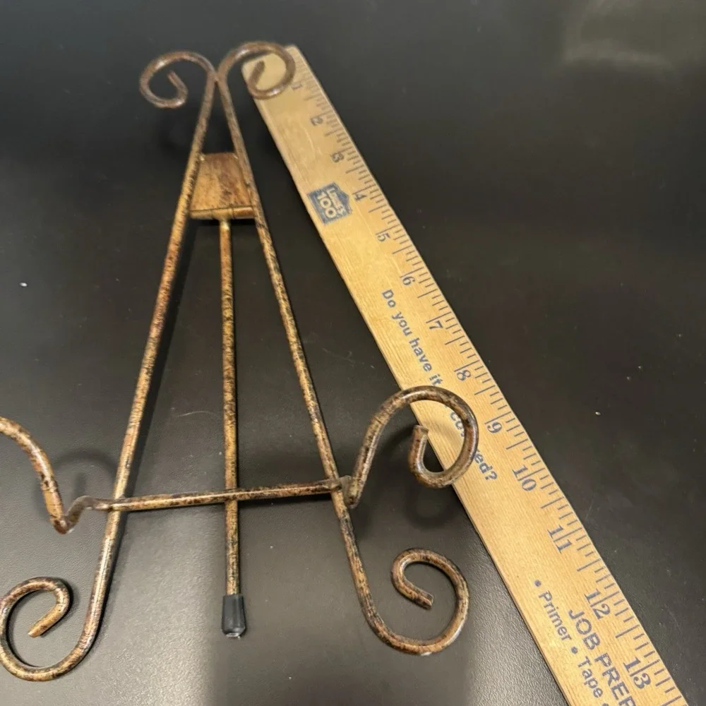 Vintage Easel Picture Art Photo Holder Display Wall Mounted Stand Brass Metal
